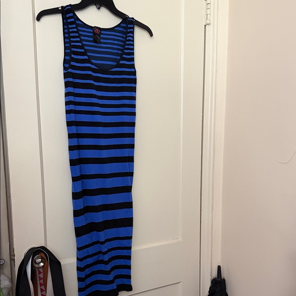 2bebe Blue and Black Striped Sleeveless Dress size PS
